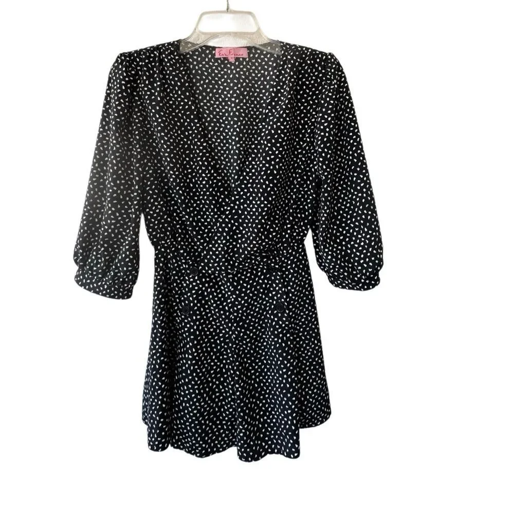 Antropologie Eva Franco Romper Black White Polka Dot Feminine SZ 2